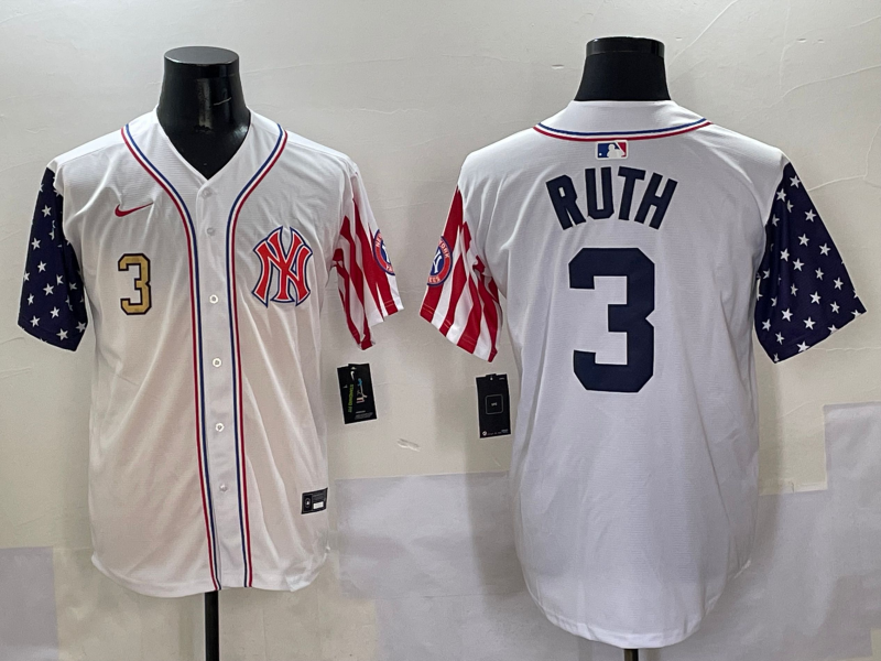 Men 2025 MLB New York Yankees 3 Ruth white jersey style 2